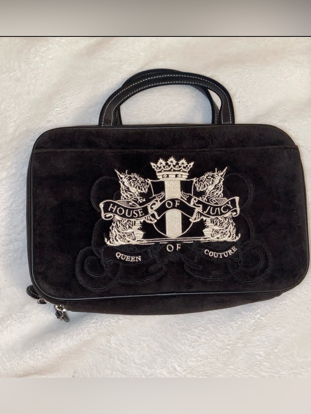 Vintage Juicy Couture Black 'House of Juicy' Embroidered makeup bag